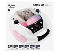 Lecteur CD Radio Portable MP3 blanc motif chat et pelotes