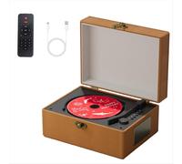 Lecteur CD rechargeable en cuir avec haut-parleurs et émetteur Bluetooth