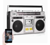 Lecteur CD rétro avec Radio AM/FM, Lecteur de Cassettes Portable | Deux haut-parleurs de graves de 2,5 pouces, prise en charge de l'entrée SD/USB, parfaits pour les voyages et les réunions