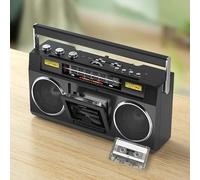 Lecteur CD rétro Boombox, enregistreur cassette radio et lecteur de cassette, prend en charge l'entrée SD/USB/TF, prise casque, alimentation secteur/batterie pour la maison et les voyages