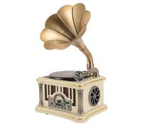 Lecteur CD Rétro de Forme Gramophone Vintage, Haut-Parleur Vintage avec Bluetooth, USB, AUX, Radio FM et Haut-parleurs Intégrés (White)