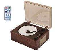 Lecteur CD Rétro, Lecteur Musical De Bureau Rétro avec Couvercle Anti-poussière, Télécommande Et Commandes par Boutons, Options De Lecture Et Connexion Multiples, Lecteur Rechargeable pour Mai Walnut