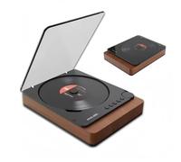 Lecteur CD rétro marron portable HiFi avec housse anti-poussière et port USB Design élégant en bois pour salon ou bureau