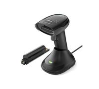 Lecteur Code Barre sans Fil 2D - 2 Batteries 2000?mAh, Base de Charge, Bluetooth/USB, Affichage Energie