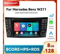 Lecteur d'autoradio Carplay Android 14 sans fil, voix AI, pour Mercedes Benz W211 E200 E220 E300 E350 E240 E270 E280 CLS CLAS 4Core 2-32GB OBD Cam