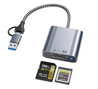 Lecteur de carte 2 en 1 USB-A + USB-C CFexpress Type A et SD 10 Gbit/s USB | Adaptateur CFexpress Type A pour appareil photo Lecteur de carte mémoire externe Compatible Windows/Mac OS/Linux/Android