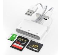 Lecteur de carte 3 en 1 XD/TF/SD pour iPhone/Mac/Android/PC - Multi lecteur de cartes USB C Lightning OTG Adaptateur pour cartes Micro SD/TF/SDHC/SDXC/MMC/XD