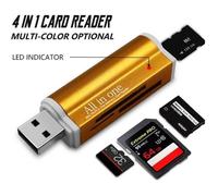 Lecteur de carte 4-en-1 Micro USB 2.0 SD/TF/M2/MS - STRAßE TECH, boîtier aluminium, LED