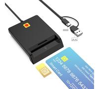 Lecteur de Carte CAC Militaire 2 en 1 - USB et USB C pour Carte SIM, à Puce DOD, d'Identité, Débit et Crédit - Compatible Windows Mac OS et Linux, Design Pliable Portable