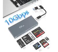 Lecteur de Carte CFast 6 en 1, USB 3.2 10 GB/s CFast 2.0 pour Carte mémoire CFast/SD/TF/MS/XD/CF, Lecteur CFast USB C+USB A Sony Memory Stick Pro Duo Adaptateur pour Lire 6 Cartes simultanément