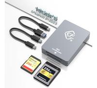 Lecteur de carte CFexpress Type B, USB 3.2 Gen 2 10 Gpbs, compatible avec carte CFexpress Type B/carte SD, CFexpress Type B Reader en Aluminium à Double Emplacement avec Câble USB C vers USB C/USB A
