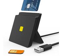 Lecteur de Carte d'identité Belge Lecteur de Carte SIM - Plug and Play - Prise en Charge CAC/SIM/Carte ID/Banque IC/Carte de Santé -Lecteur Carte à Puce USB à Deux Emplacements Verticaux pour Windows