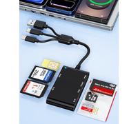 Lecteur de carte d'identité intelligent USB-A/USB-C/Lightning, carte SIM | CAC ISO7816 Lecteur de carte d'identité pour cartes SD/TF/MS/M2/SIM/IC/CAC et PIV | Accepte sans contact pour PC, Windows