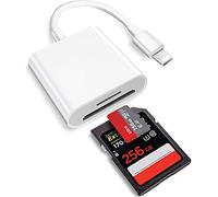 Lecteur de carte mémoire 2 en 1 Lightning vers SD pour iPhone, [certifié Apple MFi] Double fente Micro SD TF Trail Game Camera lecteur de carte mémoire adaptateur, transfert rapide de photos et vidéos