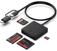 Lecteur de Carte mémoire, 4 in 1 USB-C vers SD Adaptateur de Lecteur de Carte SD Micro SD MS CF, Compatible avec iPhone 15 Pro/Max