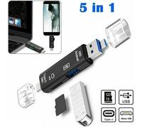 Lecteur de carte mémoire 5 en 1 - SNAKIOX - Noir - USB 3.0 - Type-C - Micro USB