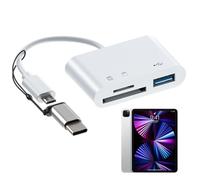 Lecteur de carte mémoire | Adaptateur pour lecteur de carte mémoire USB 3.0/USB C à double connecteur 3 en 1 | Lecteur de carte portable de type C, lecture simultanée de cartes Ms Cf Tf