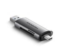 Lecteur de carte mémoire - Axagon - ZUCR-082 - USB 3.2 Gen1 Type C/A - Compatible SD/microSD - Métal gris