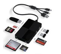 Lecteur de carte mémoire Memory Stick pro Duo - Lecteur de carte SD/TF/MS/CF/XD 8 en 1 avec 3 ports USB 2.0 pour iPhone/ordinateur/appareil USB-C, connecteur 3 en 1 intégré (Lightning, USB-C et USB-A)