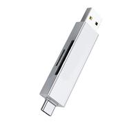 Lecteur de carte mémoire multifonction en aluminium USB A Type C Double fente pour voyage d'affaires Document Partage USB A Type C Double Interfaces Lecteur
