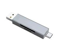 Lecteur de carte mémoire multifonction en aluminium USB A Type C Double fente pour voyage d'affaires Document Partage USB A Type C Double Interfaces Lecteur