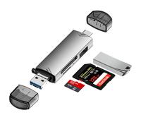 Lecteur de carte mémoire OTG - RNCYN - 6-en-1 multifonction - USB A, USB-Micro, Type C - Alliage d'aluminium