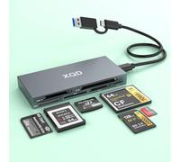 Lecteur de carte mémoire XQD 6 en 2 pour cartes XQD (Sony G/M/Lexar 2933x/1400x) SD/XD/CF/MS/TF, lecteur 10 Gbit/s avec ports USB-C et USB-A pour systèmes Windows/Mac OS/Linux/Android