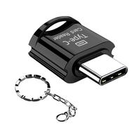 Lecteur de Carte Micro SD/TF, Lecteur de Carte USB C, Lecteur de Carte mémoire USB C vers Micro SD SDHC SDXC, Compatible pour iPhone 15, Windows Lixus, Samsung Galaxy, MacBook, avec Porte-clés