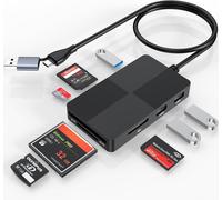 Lecteur de Carte Multiple 8-in-2, Adaptateur de Lecteur de Carte Mémoire USB C USB3.0 pour SD SDXC SDHC CFI MS MMC UHS-I MicroSD MicroSDXC MicroSDHC XD Lecteur de Carte 3 USB3.0 Multi Port Hub