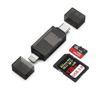 Lecteur de carte SD 2 en 1 pour iPhone, Lightning vers USB C, lecteur de carte mémoire pour SD/Micro SD/TF/SDHC/SDXC, pour iPhone 17 16 15 14 13 12 11 Series, Android Samsung, ordinateur portable