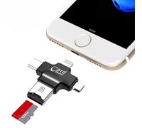 Lecteur de carte SD 4 en 1 pour iPhone/iPad/Android/Mac/ordinateur/appareil photo/ordinateur portable/PC/téléphone portable Adaptateur de mémoire externe universel pour carte TF 4 en 1 (Noir)
