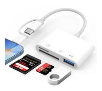 Lecteur de carte SD/Adaptateur 3-en-2 pour iPhone 15/14/Pro Max/Pro/Plus, iPad Pro, MacBook Pro/MacBook Air