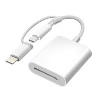 Lecteur de carte SD certifié Apple MFi pour iPhone, USB-C et adaptateur Lightning vers carte SD pour iPhone 15/14/13/12/11/XS/XR/X/8 7 6 5, MacBook Pro M1 Air, iPad Pro/Air, iMac, Galaxy S24/S23 (1