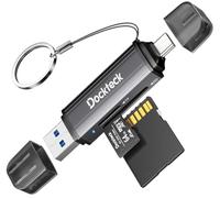 Lecteur de carte SD Dockteck USB 3.0 vers Micro SD Adaptateur de carte vers SD TF Memory Stick Dual Slot OTG Lecteur pour UHS-I SD/Micro SD/SDHC/SDXC/MMC, pour MacBook, iPad Pro/Air, iPhone 15,