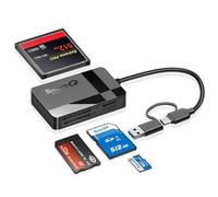 Lecteur de carte SD, lecteur de carte mémoire 4 en 1 USB C USB 3.0 double connecteur adaptateur lecture simultanée SD MS CF TF prend en charge Micro SD/Micro. Compatible avec les ordinateurs de bureau