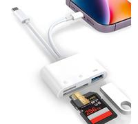 Lecteur de carte SD Light-ning 5 en 1 [certifié MFi] Light-ning/USB-C vers Micro SD avec port USB OTG, Plug & Play, compatible avec iPhone 16/15/14/13/12/11, i-Pad, S@msung