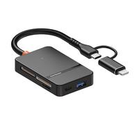 Lecteur de Carte SD Mémoire 6 en 2 USB C et USB 3.0, Card Reader pour Micro-SD MS CF, Transfert Haute Vitesse, Compatible iPhone 15 Pro Max, MacBook Pro Air, iPad Pro, Surface, Dell, Samsung Galaxy