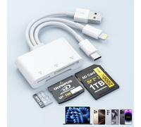Lecteur de carte SD pour iPhone, 3 en 3 Lightning + port USB C + USB A Lecteur de carte mémoire pour cartes SD/TF/XD, lecteur de carte XD Plug and Play, lecteur de carte Micro SD pour iPhone/iPad