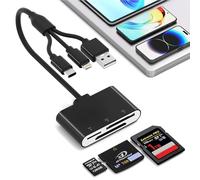 Lecteur de Carte SD pour iPhone avec USB C et Lightning, Adaptateur Carte Mémoire 3 en 1 pour Cartes SD, MicroSD et XD Picture Cards pour iPhone 17/16/15/14, iPad/MacBook/Android/Appareil Photo et PC