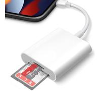 Lecteur de Carte SD pour iPhone iPad, Adaptateur de Carte SD, Lecteur de Carte Mémoire pour iPhone avec Double Fente pour Micro SD/SD, Adaptateur de Carte Mémoire Photographie, Plug and Play
