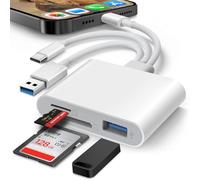 Lecteur de carte SD pour iPhone, iPad Mac, Lightning, USB-C et USB-A 3 en 1, adaptateur de carte mémoire SD, prend en charge SD/MicroSD/USB OTG, visionneuse de cartes haute vitesse, portable, sans