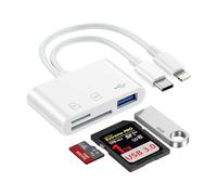 Lecteur de carte SD pour iPhone, lecteur de carte SD 3 en 2 USB C avec double fente pour microSD/SD, adaptateur USB OTG, lecteur de carte mémoire pour iPhone/iPad/Android/appareil photo