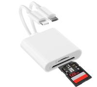 Lecteur de carte SD pour iPhone, lecteur de carte SD USB C à double emplacement, lecteur de carte micro-SD, adaptateur de carte mémoire pour la photographie - Plug and Play