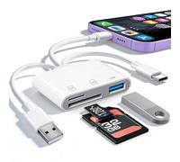 Lecteur de carte SD pour iPhone, lecteur de carte SD, USB-C et USB-A 3 en 3, lecteur de carte SD USB pour iPhone 16/15/14/13, iPad, PC, Android, Lightning Support Sd/Xd/Ms/Tf Adaptateur d'appareil