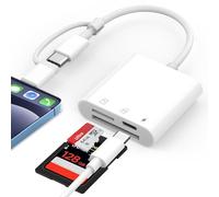 Lecteur de Carte SD pour iPhone, Lightning & USB C Adaptateur Carte SD pour Micro SD/SD, Lecteurs Carte Mémoire Externes pour iPhone 16/15/14/13/iPad/Samsung/Caméra
