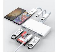 Lecteur de Carte SD TF 5 en 1 pour iPhone/iPad/Android/Mac Book/Ordinateur/Tablette/Appareil Photo, USB OTG USB C et USB A avec