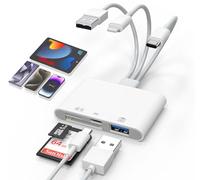 Lecteur de carte SD universel pour iPhone/Mac - Type C (données) amélioré + Lightning + USB 3 ports SD/TF lecteur de carte mémoire transfert appareil photo numérique vers téléphone, lecteur de carte