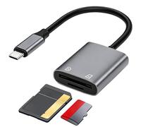 Lecteur de Carte SD USB C 3.0 2 en 1 Type C Adaptateur Carte Mémoire Aluminium MicroSD Card Reader 5Gbps Simultané à Lire et Écrire pour SD/Micro SD/SDHC/SDXC/MMC Compatible avec iPhone iPad Macbook