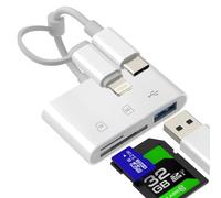 Lecteur de carte SD USB C Adaptateur OTG 3.0 pour iPhone 17 16 15 14 13 Pro Max pour iPad pour Apple Compatible avec Samsung Galaxy S26 Appareil Photo Numérique Memory Stick Micro SD Lightning