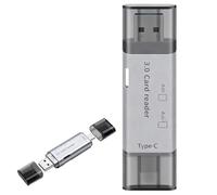 Lecteur de Carte SD USB C, Card Reader USB C & USB3.0 2 en 1, SD TF Adaptateur Aluminium 5Gbps pour MacBook iPad Pro Air iPhone 17 16 Galaxy S25 S24 Ultra PC Android, Lecteur TF Haute Vitesse 120MB/s